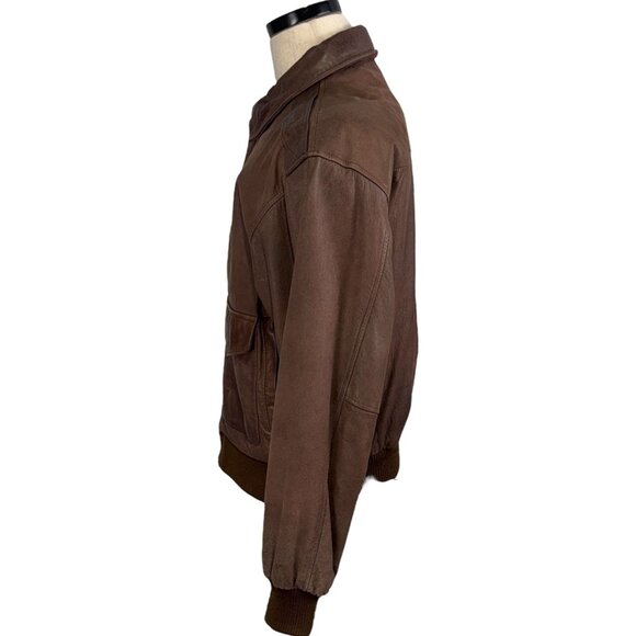 Vintage 80s G-III Leather Bomber Jacket Brown Small - Picture 2 of 13